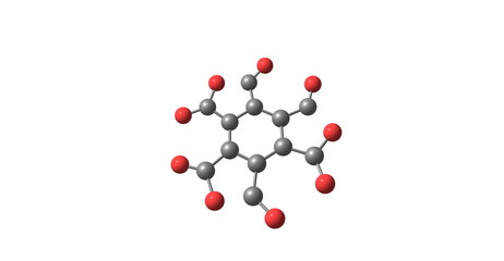Mellitic anhydride molecular structure isolated on white