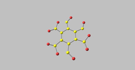 Mellitic anhydride molecular structure isolated on grey