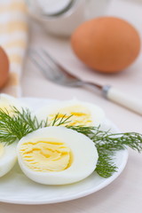 Boiled eggs on the plate