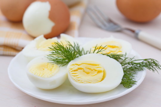 Boiled eggs on the plate