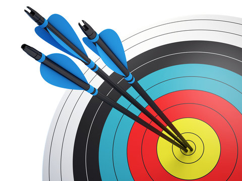 Arrows hitting the center of target - success business concept