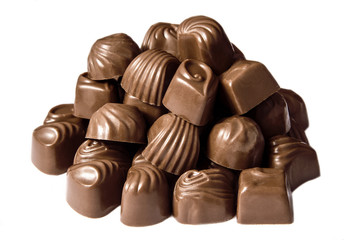 Chocolate candy on a white background