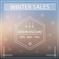 Big winter sales poster season with snowflakes