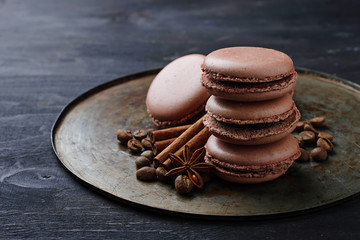 French  macaroons with coffee beans
