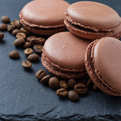 French  macaroons with coffee beans