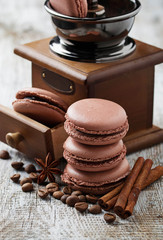 French  macaroons with coffee beans