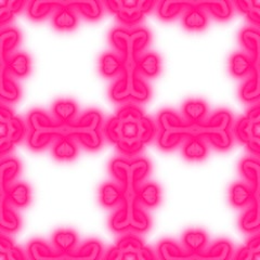 Pink neon shapes on white. Rich outlined stroke. Seamless ornate traditional design.