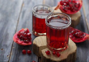 Glasses of red pomegranate juice