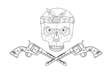 Street style skull with guns