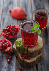 Glasses of red pomegranate juice