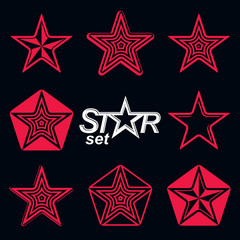 Vector heraldic emblems collection, set of festive blazons, stars