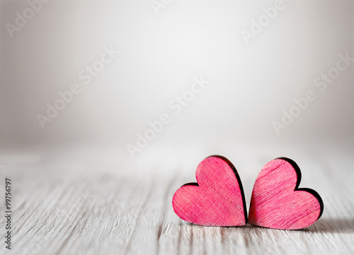 valentines day background with two hearts on wooden background day background