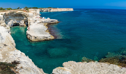 Stacks on the coast of Salento in Italy