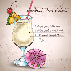 Cocktail Pina colada - obrazy, fototapety, plakaty
