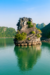 Halong Bay, Vietnam Mountains with reflections