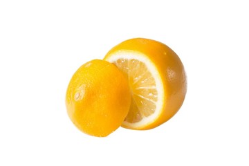 лимон желтый сочный спелый белый фон