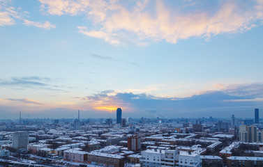 winter sunset over Yekaterinburg