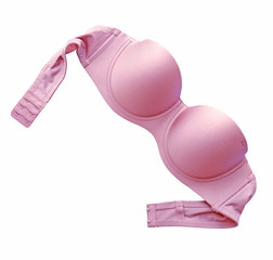Pink strapless bra isolated (clipping path)