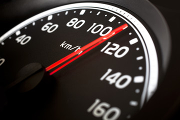 Close up of car speed meter