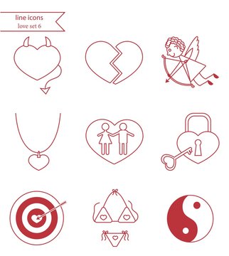 Vector line style icons. Love set 6