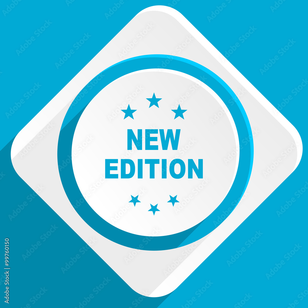 Aufkleber new edition blue flat design modern icon for web and mobile app