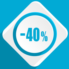 40 percent sale retail blue flat design modern icon for web and mobile app