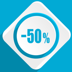 50 percent sale retail blue flat design modern icon for web and mobile app