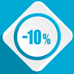 10 percent sale retail blue flat design modern icon for web and mobile app