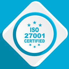 iso 27001 blue flat design modern icon for web and mobile app