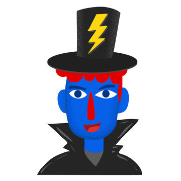 Blue face of magician