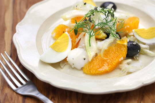 remojon granadino, salt cod orange and olive salad, spanish cuisine