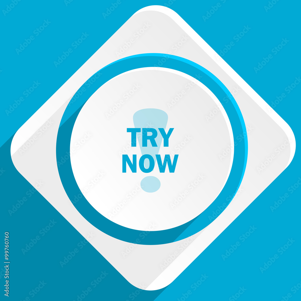 Poster try now blue flat design modern icon for web and mobile app