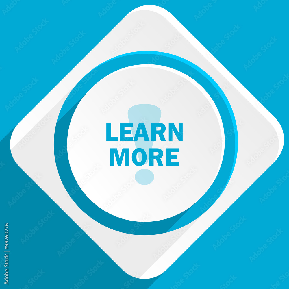 Poster learn more blue flat design modern icon for web and mobile app
