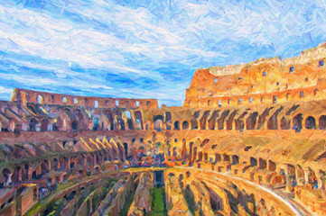 Fototapeta na wymiar Rome Colosseum Digital Painting