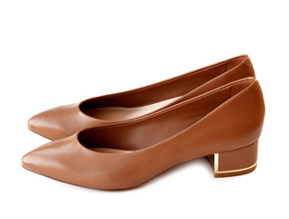 Pair of dress women shoes isolated over white