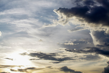 colorful dramatic sky with cloud at sunset