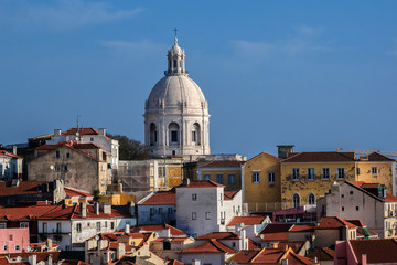 Lisbon Skyline with red roofs from Sao Jorge Castle. Portugal.