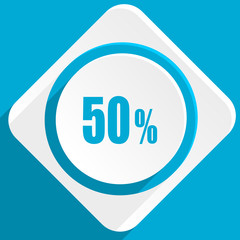 50 percent blue flat design modern icon for web and mobile app