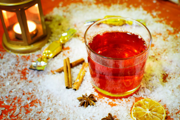 Winter hot drink punch and ingredients.