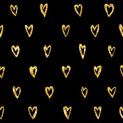 Valentine's Day Heart Gold Glitter Pattern - Seamless Background