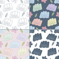 Seamless patterns with Thai massage, spa elements