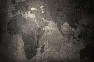 world map on grunge wall background