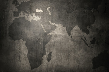 world map on grunge wall background