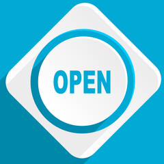 open blue flat design modern icon for web and mobile app