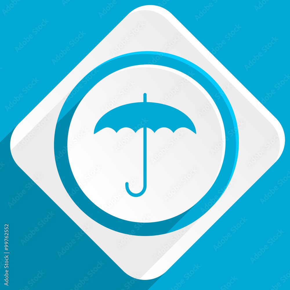 Poster umbrella blue flat design modern icon for web and mobile app