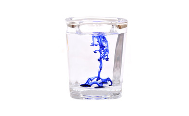 Blue Ink Drop in crystal glass