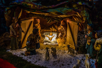 Statues in a Christmas Nativity scene