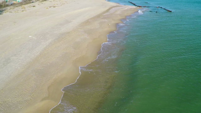 Aerial View, Waves and Sandy Beach 