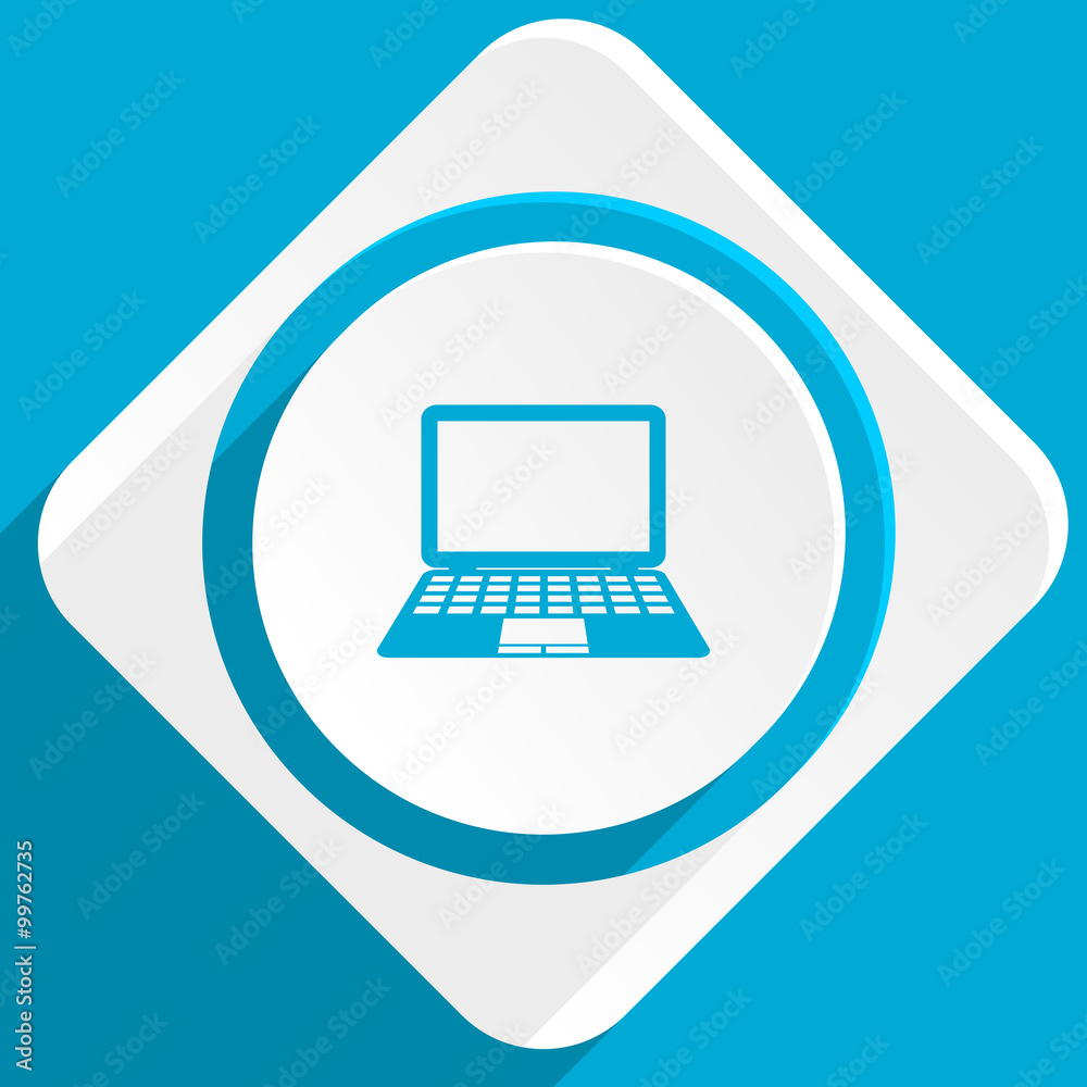 Poster computer blue flat design modern icon for web and mobile app