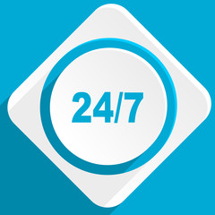 24/7 blue flat design modern icon for web and mobile app